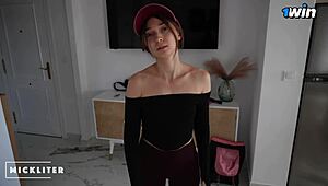 The pizza girl ate my pizza and tried to run, but I made her suck my cock.