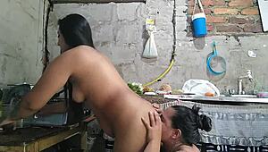 Colombian lesbians engage in passionate oral and anal play in homemade setting.