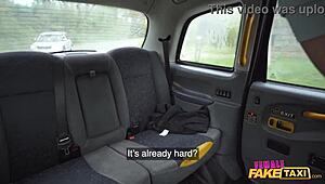 Female fake taxi driver’s big natural boobs pop out, sparking wild sex