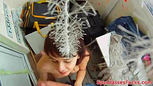 Small woman gets fucked doggy style in a realistic manner.