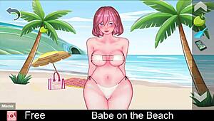 i see a babe on the beach in this anime game