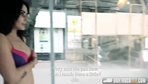 hot bella beretta wears her glasses and gets pounded outdoors