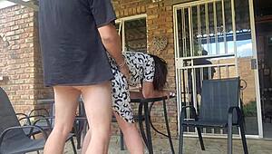 Mutual Masturbation with Neighbor's Wife Ends in Outdoor Creampie