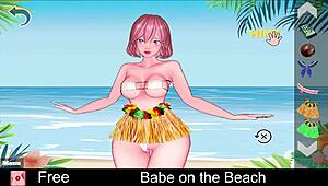 i see a babe on the beach in this anime game