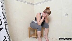 Busty Milf Sara Jay Fucks Dildo After Sweaty Workout