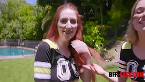 Teen brunette enjoys rough gangbang with blowjob and ass banging