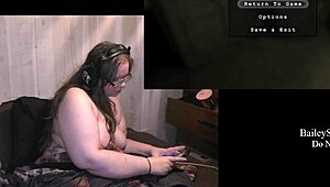 Naked BBW Brunette Plays Outlast Game Part 3!