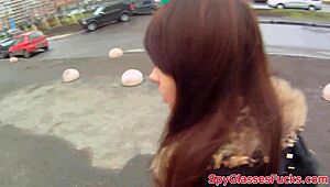 Small woman gets fucked doggy style in a realistic manner.