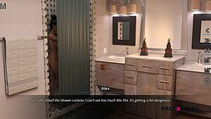 Alex Watches Landlady in Shower Scene