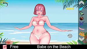 i see a babe on the beach in this anime game
