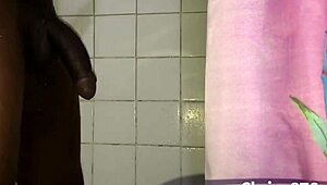 after shower moments with ebony amateur in a steamy setting, quite the view