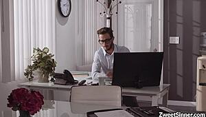 Stepson Codey Steele satisfies his stepmother Lisey Sweet’s desires in a hardcore scene.