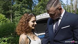 German Sexbomb Mara Martinez Gets Anal in Public Breakdown. A Stranger Drills Her Hard!