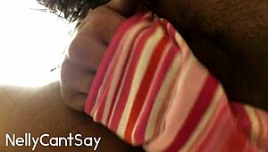 Babe masturbating in panties. Reaching intense orgasm!