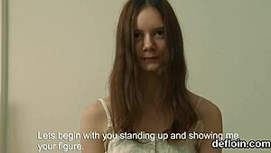 Suggestive Sensual Girl Stretches Shaved Pussy Wide and Loses Virginity in Hardcore Ride