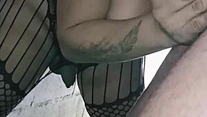 Trans woman sucks big dick in parking lot and gets facial.