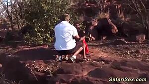 African ebony babe, take this rough deepthroat and facial in threesome!