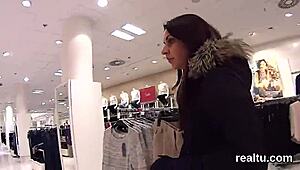 Czech nympho seduced in supermarket, clothes ripped for POV penetration.