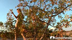 Feeling so naughty in stockings for outdoor solo fun