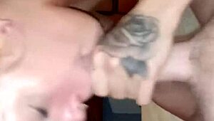 teen ex sucking my dick, showing off her tits in slutty blowjob