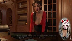 Sexy secretary with huge boobs at work