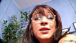 experienced german milf with huge tits guides crazy couple in first threesome