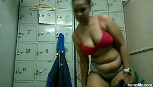 Horny Lily Tamil Maid Fingers Pussy in Bathroom