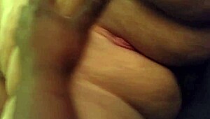 close-up of fat pussy in interracial scene