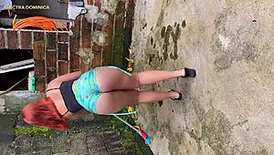 maid tempts with juicy ass and blowjob