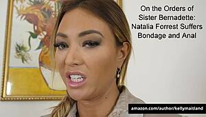So, dominatrix Bernadette totally owns submissive Natalia Forrest in a wild office clash.