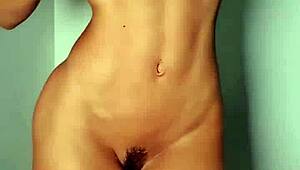 Athletic Russian Briana Banderas Strips and Masturbates Her Big Tits and Hairy Ass in Homemade Fitness Session