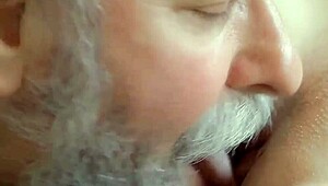 I watch the young russian hottie blow the old man's cock passionately while moaning