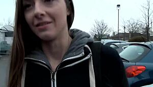 Naughty brunette teen Leyla PISSING outdoors