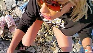 Blonde Amateur Fucked Doggy on Public Beach in Paradise