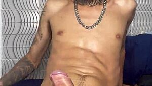 The skinny brazilian guy came home horny from the party and jerked off solo