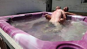 dayanara relaxing in hot tub, enjoying bath in jacuzzi pool.