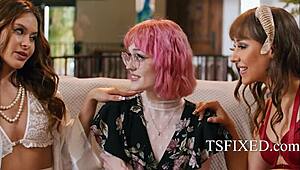 Petite Tranny Seduces Angels Nicole Aria and Tommy King