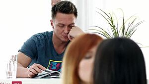 mia kiss and emily red, wild teens, dive into a steamy ffm threesome.