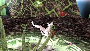 Cute teen girl on floor intensely fingering her wet pussy in 3d cartoon animation