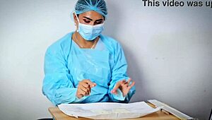 dominafire explores medical glove fetish in asmr session