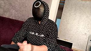 Squid game i jerked off a members dick and he cum on my tits 😈💦