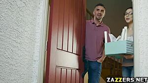 raven bay gave a sloppy welcome blowjob to her neighbor 😏