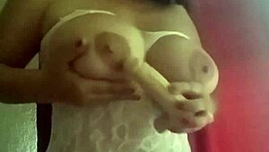 I tease my big tits and lick them