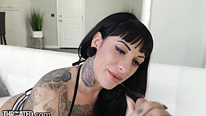 Throated inked babe jessie lee throat gagged and face fucked