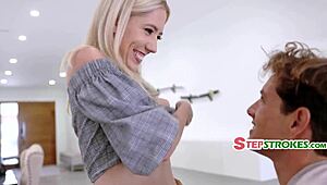 Petite Blonde Teen Lets Stepbro Nail Her Before BFF. Threesome Ignites as Friend Gets Aroused!