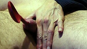 Intense sounding session using big kitchen tools for extreme play.