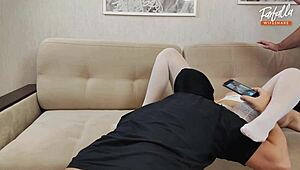 Sharing wife with a friend feels wild. Threesome MFM brings double blowjob and creampie.