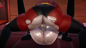 In the incredibles 3d porn, violet parr gets creampied by helen in double futa action