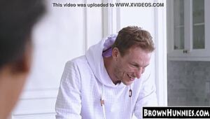 petite ebony teen 18+ getting slammed in the kitchen, want to see her ride?