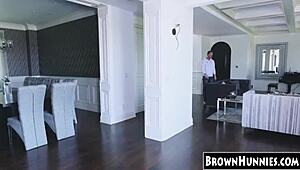 petite ebony teen 18+ getting slammed in the kitchen, want to see her ride?